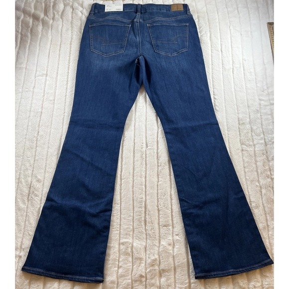 American Eagle Jeans Curvy Kick Boot Low Rise Waist Stretch Dark 31 x 32 12 New - Picture 2 of 10